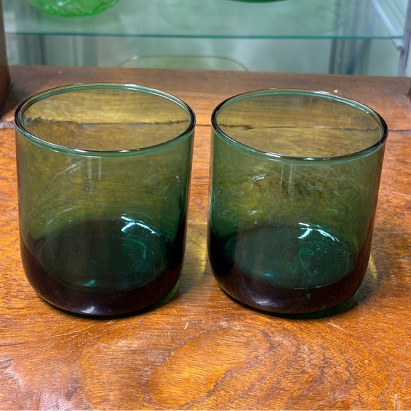 Set of two vintage Libbey Metropolitan whisky glasses in juniper green - Picture 1 of 5